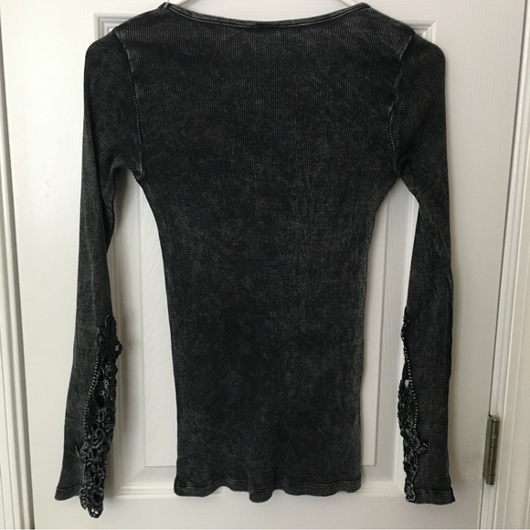 American Age Long-Sleeved Tee with Lace Inserts, Cut Work Style - Picture 6 of 15